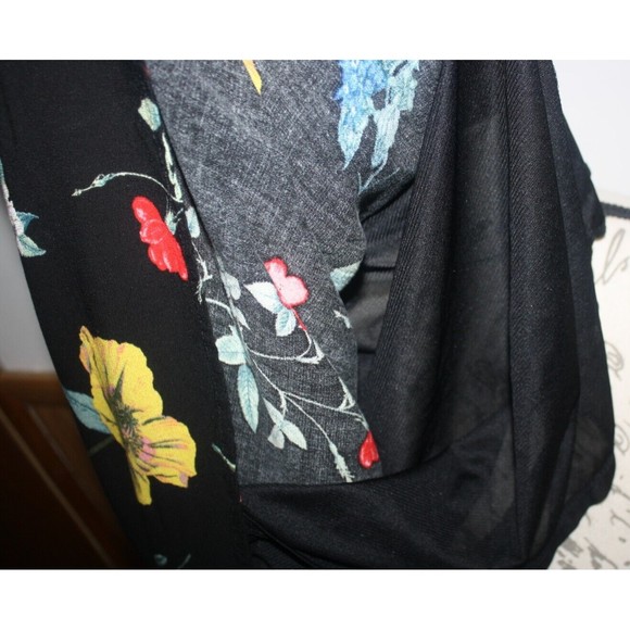 Old Navy Black Floral Cold Shoulder Dress with Pleated Bodice SzXL Keyhole - Picture 8 of 10